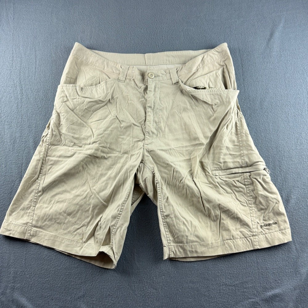 Patagonia Shorts Men's 38 Beige Cargo Fishing Stretch Vintage Outdoor Distressed